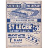 SHEEFIELD WEDNESDAY / MAN UNITED Programme Sheffield Wednesday v Manchester United 23/1/1937. Second