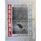 ARSENAL Large issue programme for the away Friendly v. Racing Paris 13/11/1950, heavy horizontal