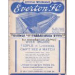 EVERTON V HUDDERSFIELD TOWN 1937 Programme for the League match at Everton 25/9/1937. Ex-binder.