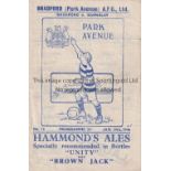 BRADFORD PARK AVENUE Home programme v Barnsley,19/01/1946, small edition. Horizontal fold. Generally