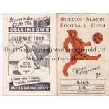 HALIFAX / BURTON Both programmes from the FA Cup 2nd Round ties between Halifax Town and Burton