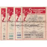 SOUTHAMPTON Six Southampton home Football League South single sheet programmes from the 1945/46