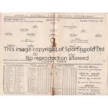 ARSENAL Programme for the home League match v. Grimsby Town 23/3/1935, staples rusted away and