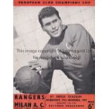 RANGERS - A.C.MILAN 57 Rangers home programme v A.C.Milan, 27/11/57, European Cup, slight fold,