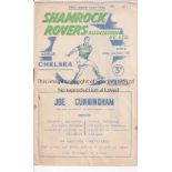CHELSEA Programme Shamrock Rovers v Chelsea Friendly match in Dublin 2/5/1955. Light staple rust. No