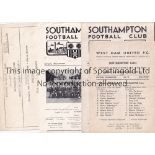 SOUTHAMPTON Four programmes from matches played at the Dell in 1962/63 plus an away match v West Ham