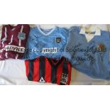 MANCHESTER CITY SIGNED SHIRTS Four replica shirts, 2 of which are multi-signed. Score Draw League