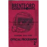 BRENTFORD V ARSENAL 1935 Programme for the League match at Brentford 2/11/1935, very slight vertical