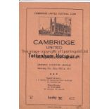 TOTTENHAM HOTSPUR Programme for the away ECL match v. Cambridge United 20/10/1951. Very slight