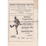 SPENNYMOOR / BARROW 4 Page programme Spennymoor United v Barrow FA Cup 1st Round 21/11/1953. Some