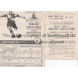 BISHOP AUCKLAND Two programmes from Bishop Auckland's FA Cup run in 1952/53 away at Selby Town 22/