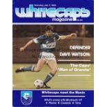 VANCOUVER WHITECAPS V MONTREAL MANIC 1983 Programme for the match at Vancouver 7/7/1983. Includes