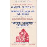 WARTIME FOOTBALL AT WEMBLEY Programme for Combined Services XI v National Police and Civil Defence