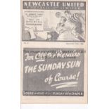 NEWCASTLE / SOUTHAMPTON Programme Newcastle United v Southampton 24/9/1938. Ex Bound Volume. No