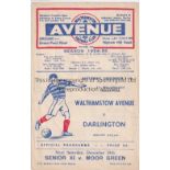 WALTHAMSTOW AVRNUE V DARLINGTON 1954 Programme for the FA Cup tie at Walthamstow 11/12/1954.