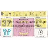 WORLD CUP 1978 TICKET Brazil v Italy in Buenos Aires World Cup 3rd/4th Place Final 24/6/1978.