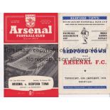 BEDFORD / ARSENAL Both programmes from the FA Cup 3rd Round ties between Arsenal and Bedford Town