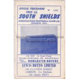 SOUTH SHIELDS V DONCASTER ROVERS 1962 Programme for the FA Cup tie at South Shields 3/11/1962. Good