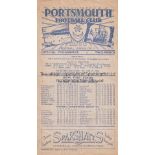 PORTSMOUTH / MAN UNITED Gatefold programme Portsmouth v Manchester United 26/4/1947. Some