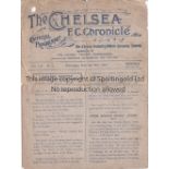CHELSEA / PALACE 4 Page 1st World War programme Chelsea v Crystal Palace 25/12/1918. Small hole at