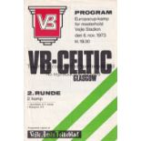 VB / CELTIC 4 Page programme Vejle v Celtic European Cup 2nd Round 6th November 1973. Light folds.