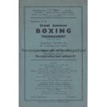 BOXING 1942 Four page card programme for Amateur Boxing Tournament, 28/3/42 at Enfield, Metropolitan