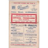 ALDERSHOT V BRADFORD PARK AVENUE 1931 Programme for the FA Cup tie at Aldershot 10/1/1931, very