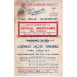 ALDERSHOT V WEST BROMWICH ALBION 1931 Programme for the Friendly at Aldershot 5/9/1931, slightly