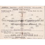 ARSENAL Programme for the home League match v. Blackburn Rovers 17/3/1928, very slightly creased.