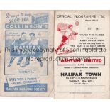 HALIFAX / ASHTON Both programmes from the Halifax Town v Ashton United FA Cup 1st Round ties, the