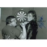 BOBBY GEORGE B/w 12 x 8 photo showing two of the semi-finalists in the Embassy World Championship in