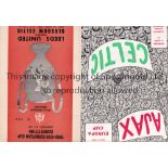 CELTIC Two away programmes v Leeds 1/4/70, European Cup Semi-Final and Ajax 10/3/71 EC. Good