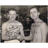 BRITISH BOXING AUTOGRAPHS Three postcard size pictures signed by Ricky Hatton, Terry Spinks and