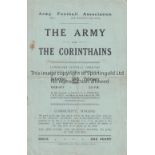 THE ARMY V THE CORINTHIANS 1927 Programme for the match at Command Central Ground, Aldershot 26/2/