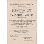 EASINGTON / TRANMERE Programme Easington Colliery Welfare v Tranmere Rovers FA Cup 1st Round 19/11/