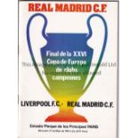 1981 EUROPEAN CUP FINAL Liverpool v Real Madrid played 27 May 1981 at Parc des Princes, Paris.