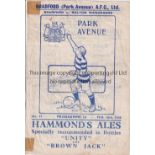 BRADFORD PARK AVENUE Home programme v Bolton, 16/02/1946.small edition. Two small sellotape marks to