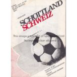 SWITZERLAND / SCOTLAND Programme Switzerland v Scotland in Bern 22/6/1973. No writing. Some very