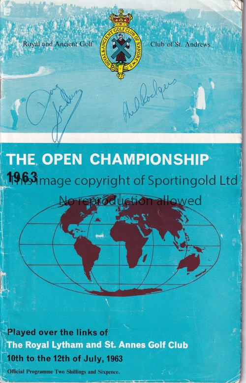 1963 OPEN CHAMPIONSHIP / BIG 3 AUTOGRAPHS An official programme with draw programmes for 11 & 12/7/