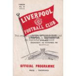 LIVERPOOL / SOUTHAMPTON 4 Page programme Liverpool v Southampton League Cup 3rd Round 16/11/1960.