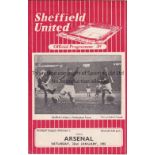 SHEFFIELD UTD / ARSENAL Programme Sheffield United v Arsenal 22/1/1955. Postponed match. Slight