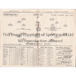 ARSENAL Programme for the home League match v. Huddersfield Town 14/12/1929, slight vertical