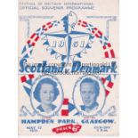 SCOTLAND - DENMARK 1951 Scotland home programme for Festival of Britain game v Denmark, 12/5/51 at