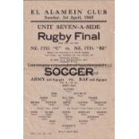 WARTIME FOOTBALL IN EGYPT Single sheet programme Army (All Egypt) v. R.A.F. (All Egypt) 1/4/1945