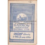 BARROW / YARMOUTH Programme Barrow v Great Yarmouth FA Cup 2nd Round 12/12/1953. Names written on