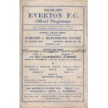 EVERTON / MAN UNITED Single sheet programme Everton v Manchester United 26/8/1944. Numbers on