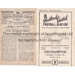 SOUTHAMPTON Two Southampton Reserves away programmes both in the Combination Cup from the 1946/47