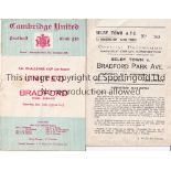 BRADFORD PA Two Bradford Park Avenue away FA Cup programmes at Selby Town 21/11/1953 (1st Round) (