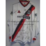 MARC VIVIEN FOE SHIRT / AUTOGRAPHED A player issue white with red and black vertical stripes from