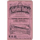 SHEFFIELD UNITED V MANCHESTER CITY 1911 Programme for the League match at Sheffield 11/2/1911, ex-